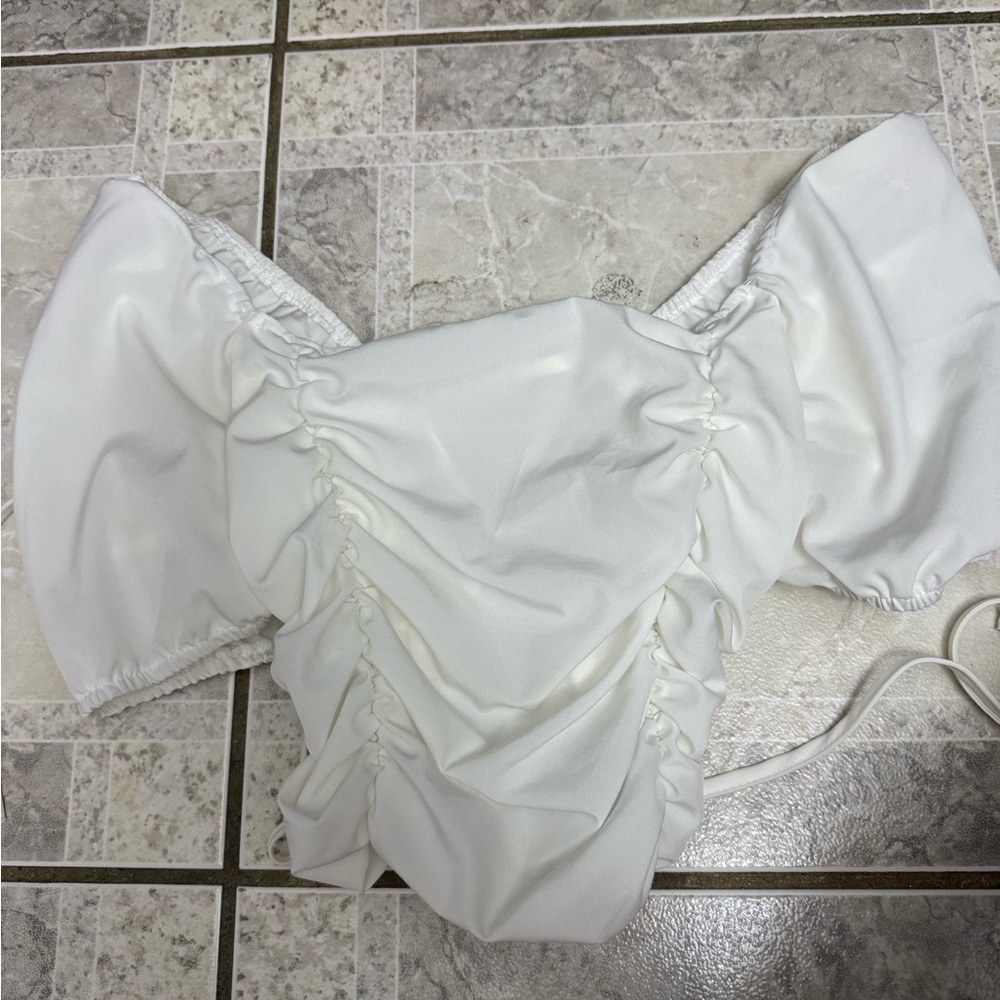 SHEIN White Ruched Crop Top